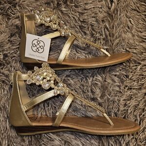 NWT | Daisy Fuentes | Jeweled Gold Sandals | Size 7.5 | Formal